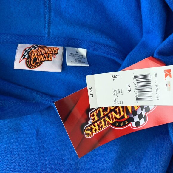 2005 Rusty Wallace Last Call Hoodie Sweatshirt L Blue Embroidered Fleece Pocket - Picture 7 of 7